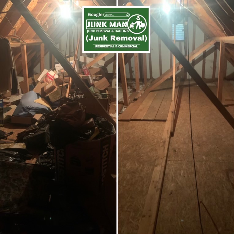 Junk Man Junk removal and Hauling providing attic clean out services. The best junk removal services in the Metro Atlanta area