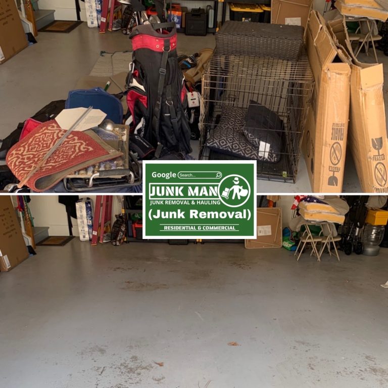 Small garage clean out by junk man junk removal and hauling in Kennesaw GA