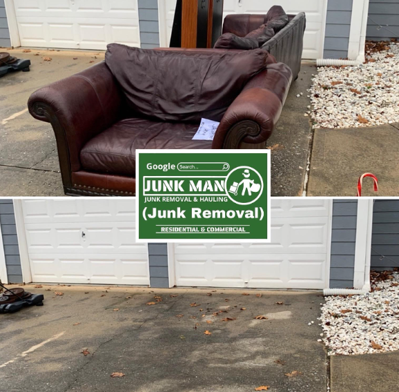 Furniture pick up within driveway by Junkman Junk removal and hauling hauling, home junk removal services in Kennesaw