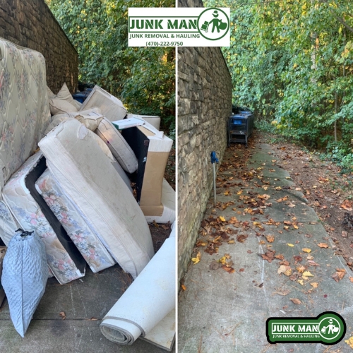 Compactor area cleanup in Kennesaw GA by junk man junk removal and hauling