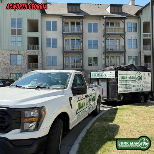 Acworth GA apartment junk removal and clean out services by junk man junk removal and hauling for Apartments condos and multifamily property cleanup projects