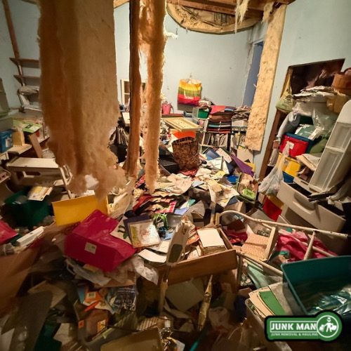 Hoarder junk removal in Kennesaw GA by junk man junk removal and hauling featuring basement clean out services, clutter removal, trash hauling, debris cleanup, and complete hoarder property junk removal for residential homes.