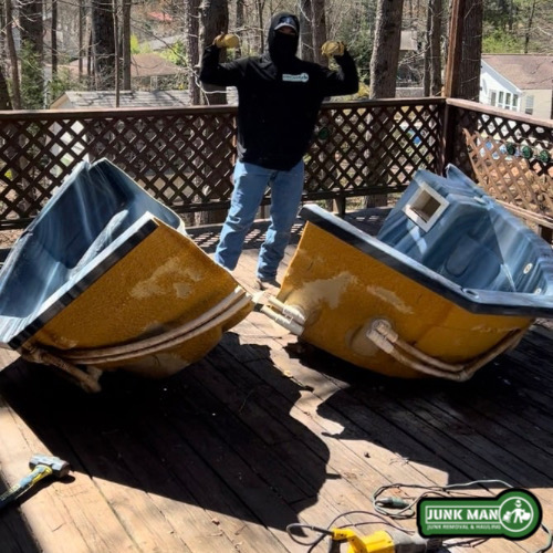 Old hot tub removal in Kennesaw GA before demolition and junk hauling service by junk man junk removal and hauling