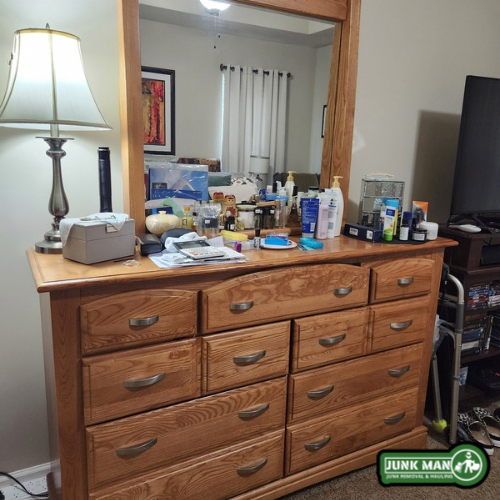 Bedroom furniture donation pickup in Kennesaw GA including dresser and mirror donation hauling service