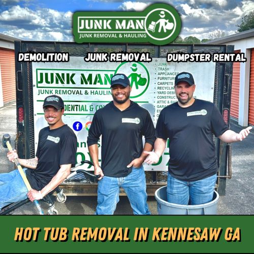 Deck hot tub removal in Kennesaw GA with junk Man providing professional Jacuzzi demolition and junk hauling services